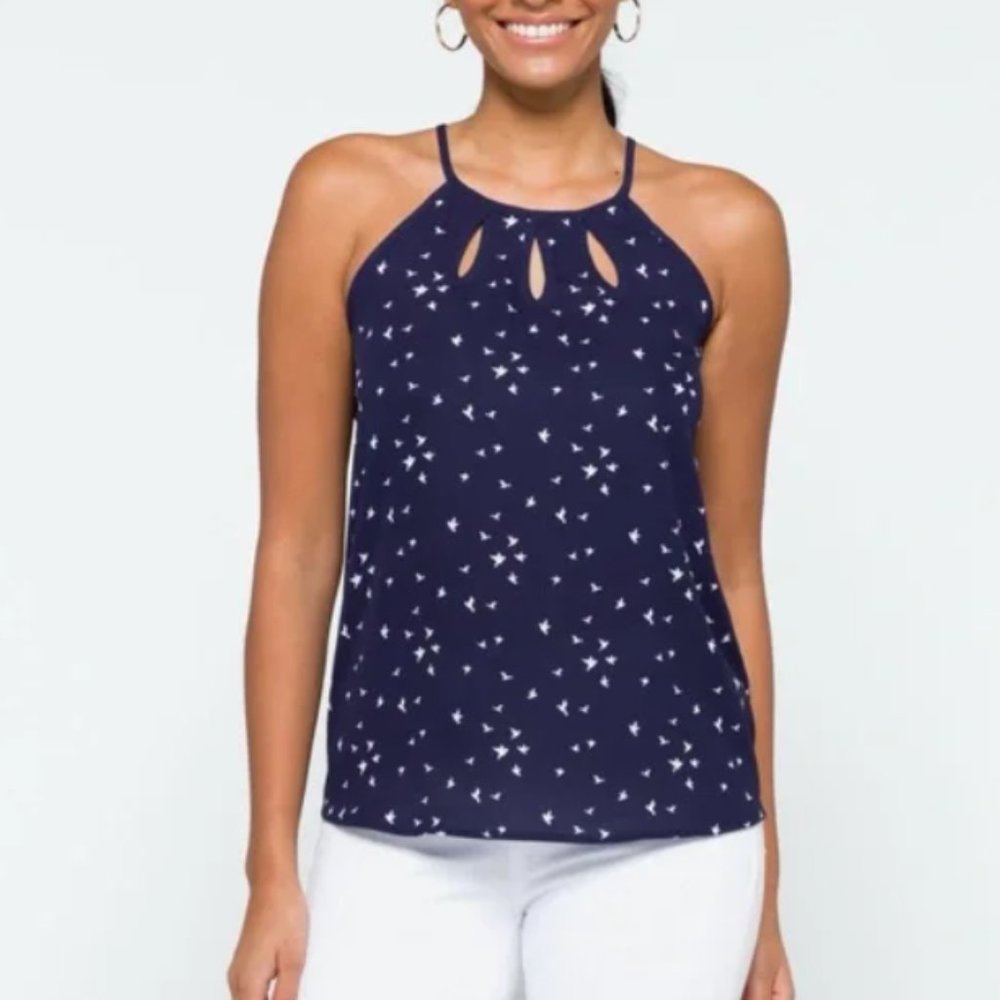 Papermoon Walita Cutout Detail Blouse in Navy Size M NWT